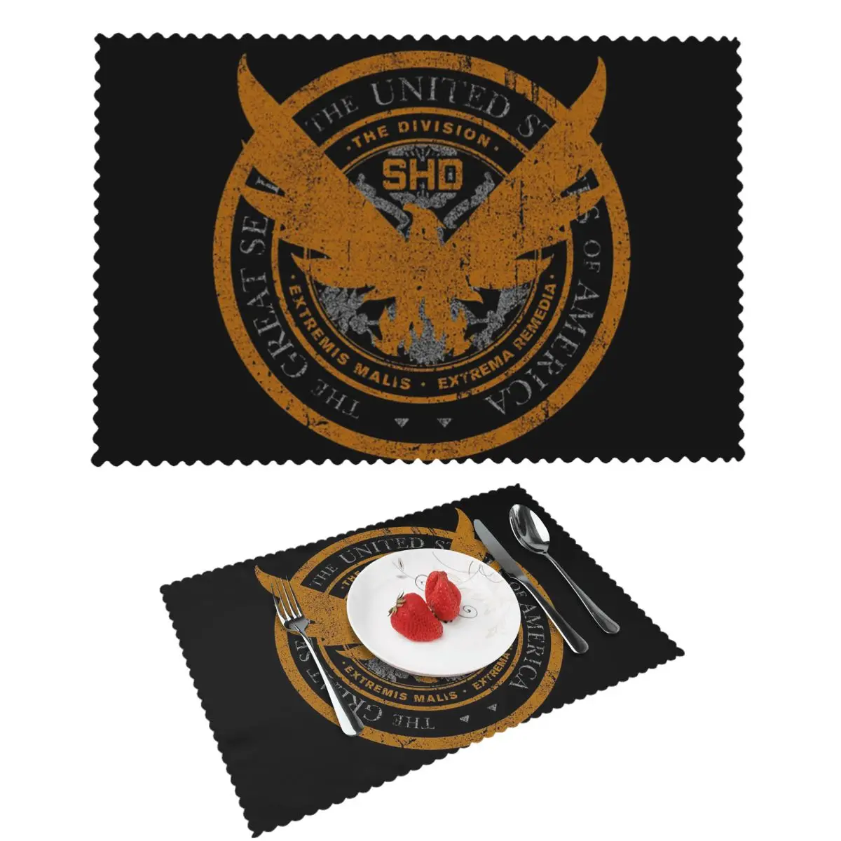Game Tom Clancys The Division SHD Seal Placemat Washable Plate Mat for Dining Table Bowl Coaster Super Absorbent Mats