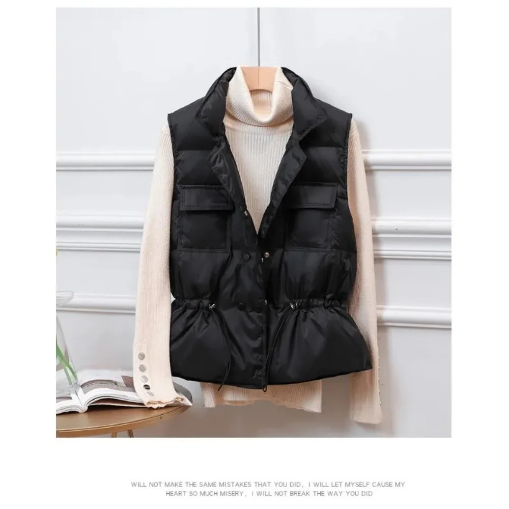 Women 2025 New Light Down Vest Short Vest Windproof Lightweight Warm Waistcoat Female White Duck Down Jacket Coat Sleeveless