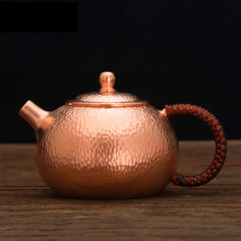 500ml large-capacity Pure Copper Teapot with anti-scratching handle,Gift, handcrafted hammering pattern, Chinese-style Tea Set
