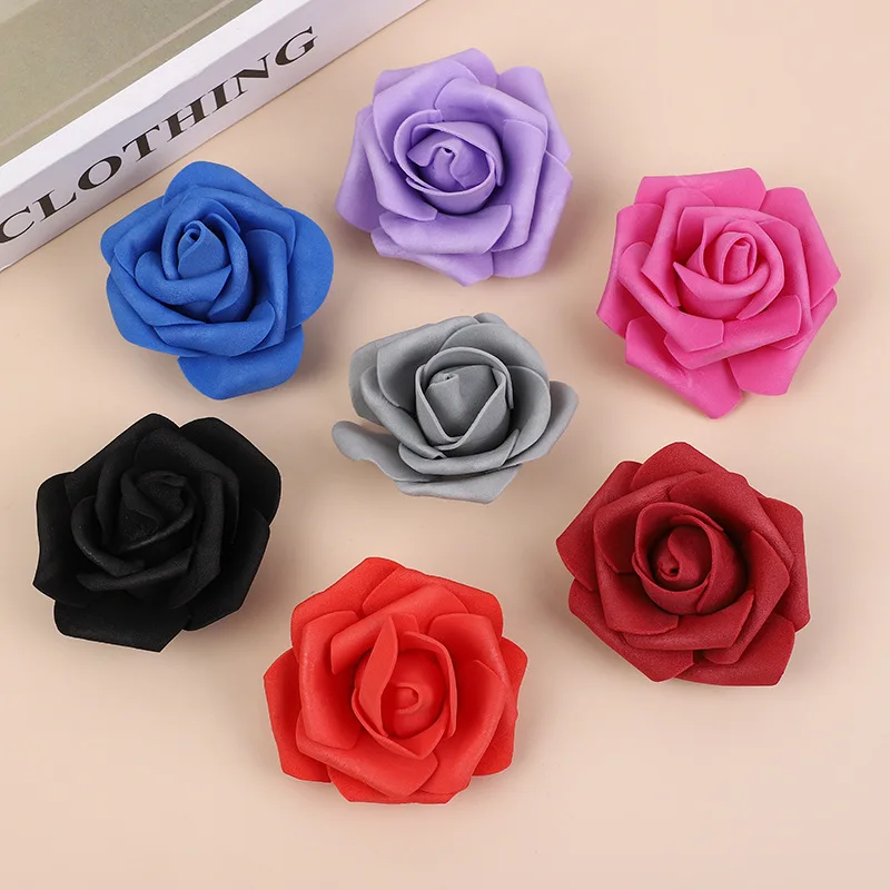 4cm 30 개/몫 큰 PE 거품 장미 인공 꽃 머리 홈 웨딩 장식 DIY Scrapbooking 화환 가짜 장식 장미