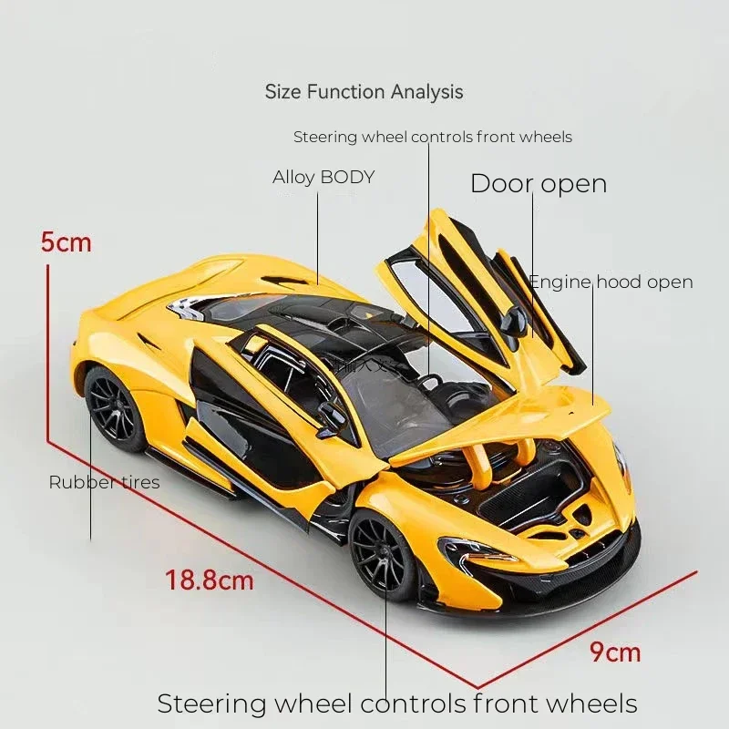 1:24 Mc P1 Alloy Supercar Model Diecast Metal Toy Vehicle Super Car Collection High Simulation Model Collection Kid Gift