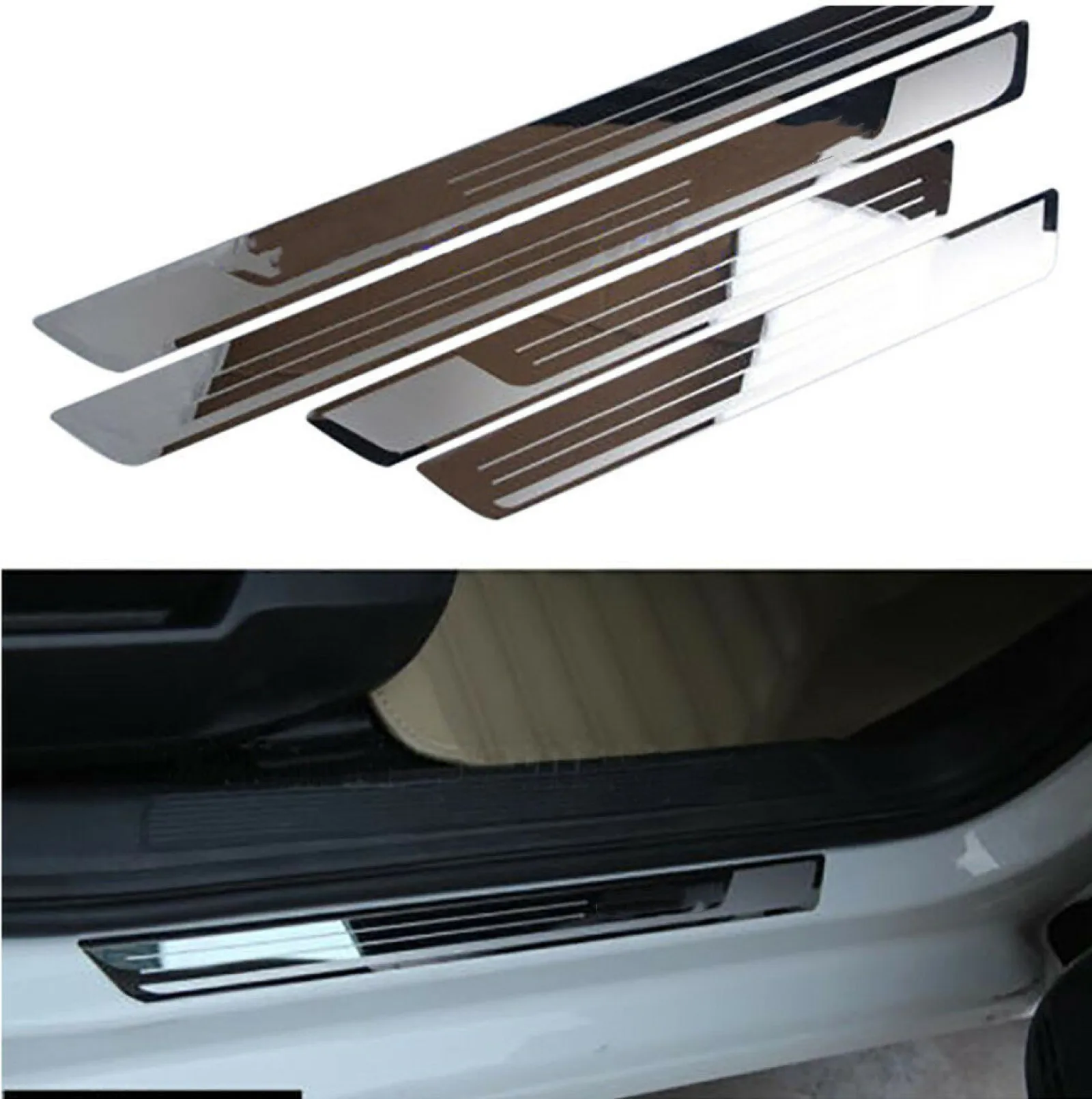 4Pcs Metal Slim Door Sill Scuff Plate Cover Welcome Pedals Trim For Volkswagen Golf 7 Golf 6 MK6 MK7 2014-2016 Car Accessories