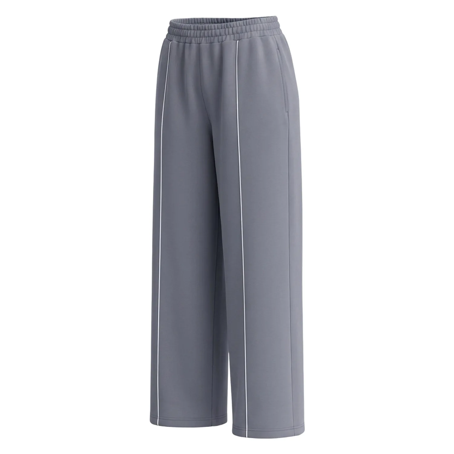 Contrastline Wide Leg Joggers Women Running Trouser Pure Cotton Mid Waist Casual Loose Sports Yoga Pants With Back Pocket