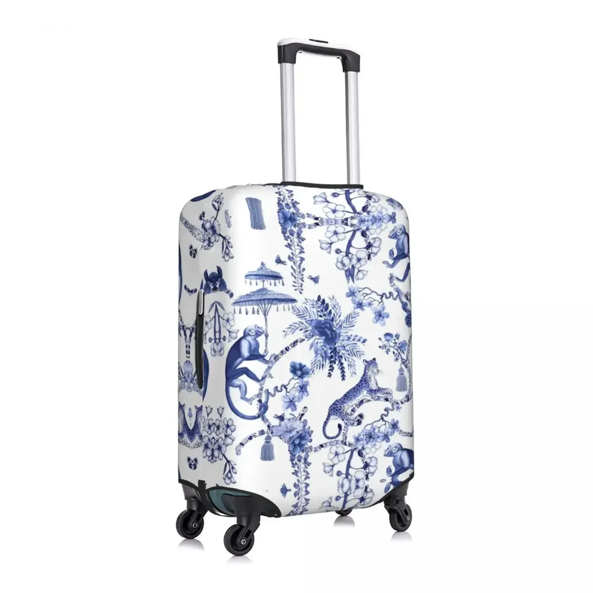 Custom  Menagerie Blue And White Chinoiseire Pattern Luggage Cover Cute Porcelain Suitcase Protector Covers Suit For 18-32 inch