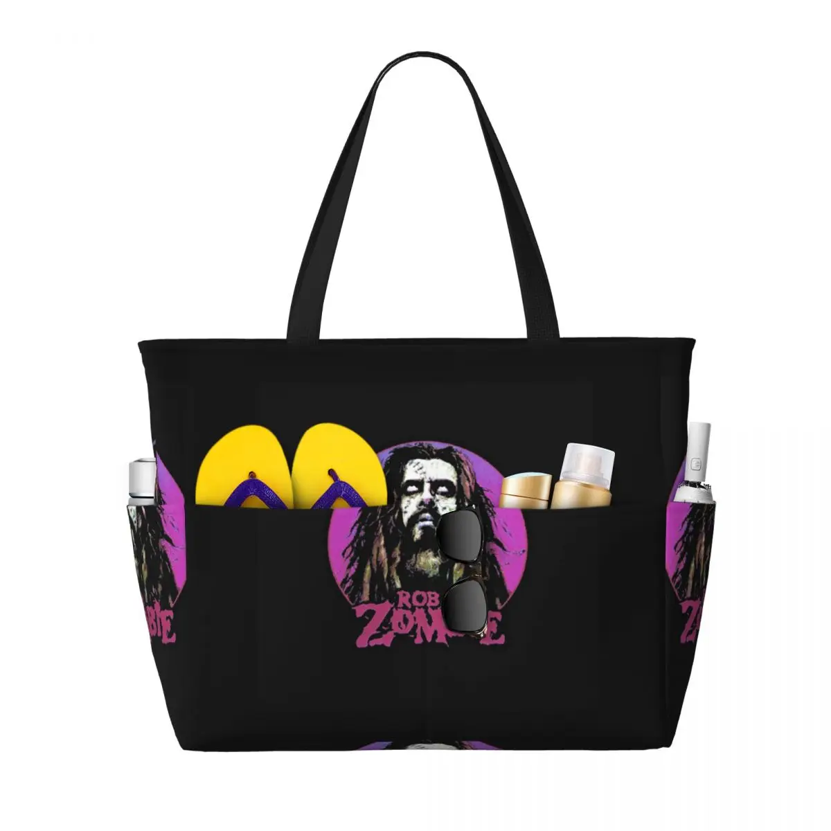 Vintage Rob Zombie Band Art Beach Tote Bag Sport Gym Yoga Duffle Large Tote Bag Women Travel Bag Fitness bag