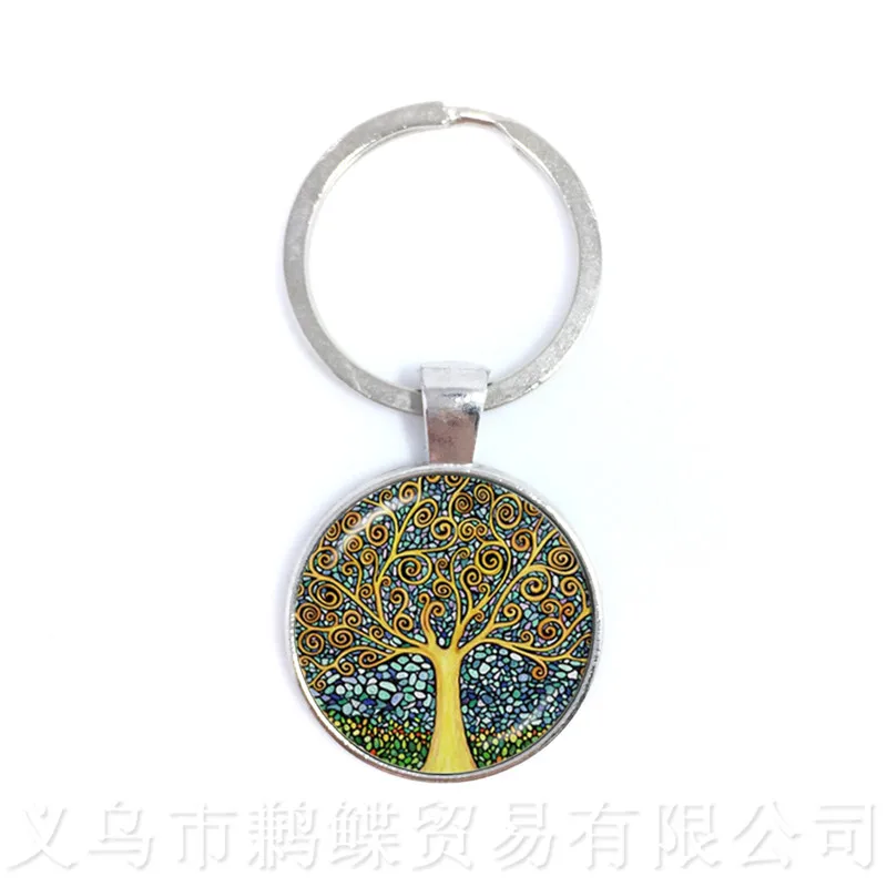 Tree Of Life Keychains Glass Dome Tree And Bird Glass Ornaments Gift For Friends Keyring