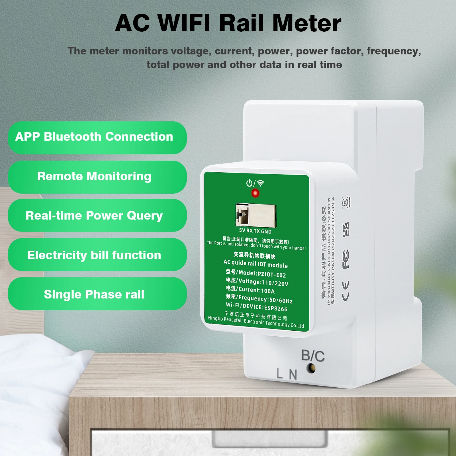 

DEWIN Single Phase 6 IN 1 AC Electric Din Rail WiFi Smart KWh Energy Meter Power Consumption Meter AC Din Rail Smart KWh Meter