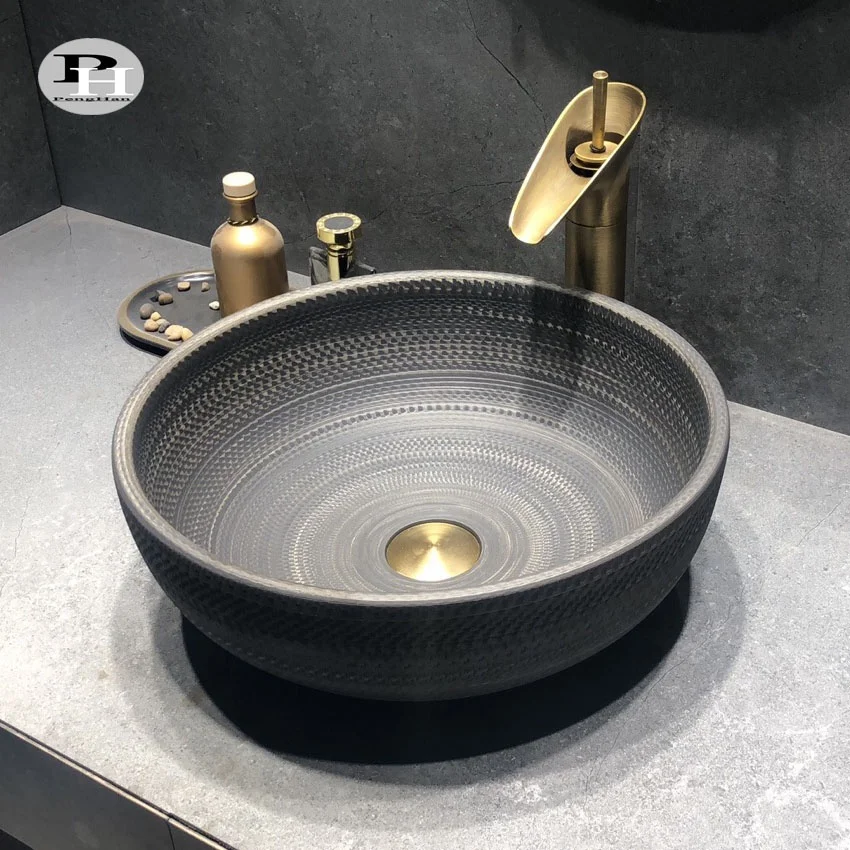 

High temperature hand curved ceramic cabinet basin