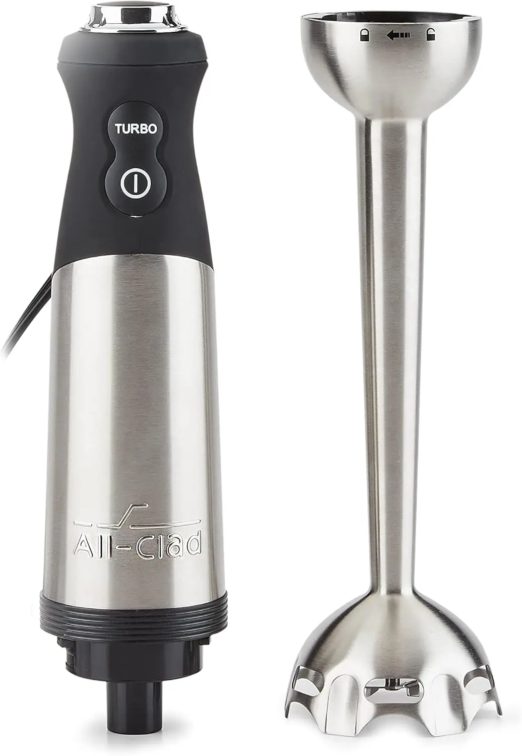 Electrics Stainless Steel Immersion Blender 2 Piece Turbo Function 600 Watts Detachable, Variable Speed Contro