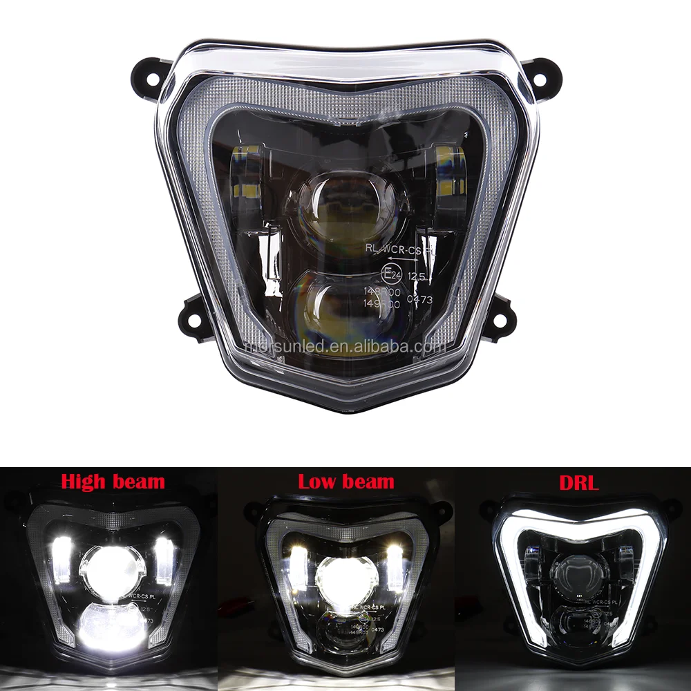 E-mark Motorcycle Led Projector Headlight for 2012-2019 Duke 690 Accessories for 2013-2017 Duke 690R Supermoto Bike Part