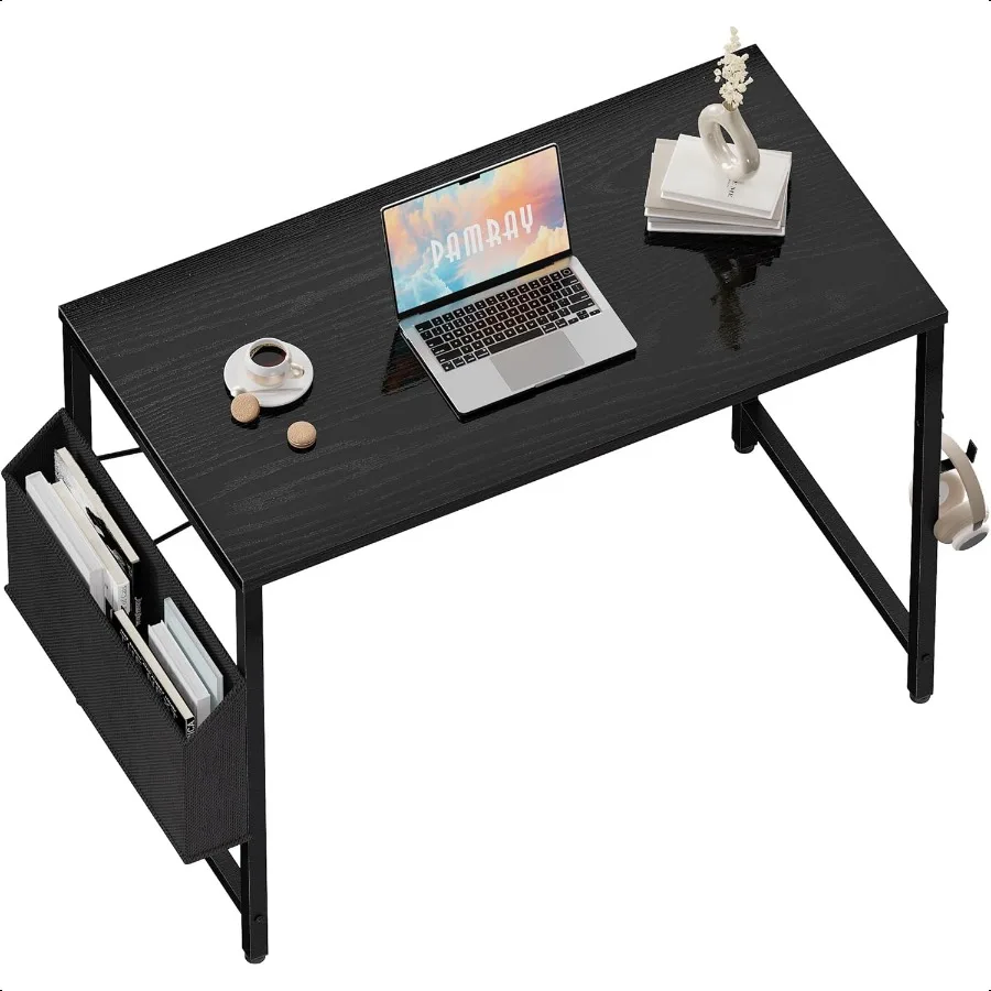 32 Inch Computer Desk for Small Spaces with Storage Bag Home Office Work Desk with Headphone Hook Small Office Desk Study Writi