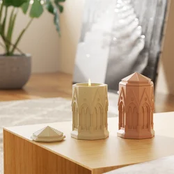 Tall Gothic Architecture Candle Jar Silicone Mold with 7oz Sustainable Candle Refill Mold Home Decor