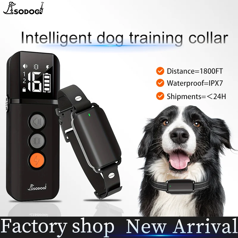 SODOG Dog training collar 1800 FT transmission range IPX7 waterproof Small, medium and large dogsThe gear is adjustable （1-16））