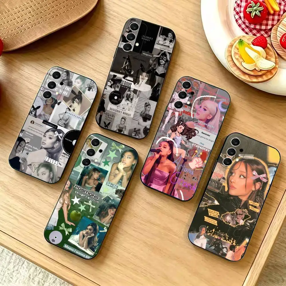 Ariana Grande Fashion Black Silicone Protective Phone Cover, Suitable for Samsung S20-S26,Ultra,Plus,FE,Lite,5G