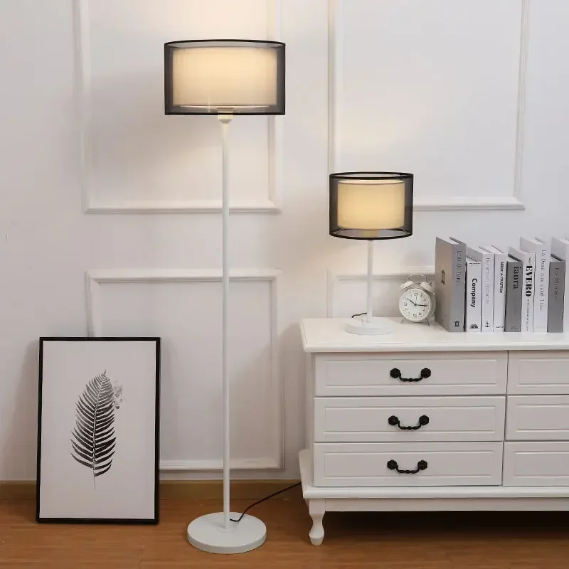 Lámpara de pie Retro, pantalla de tela, iluminación minimalista de lujo, personalidad, dormitorio, mesita de noche, sala de estar, sofá, lámpara LED