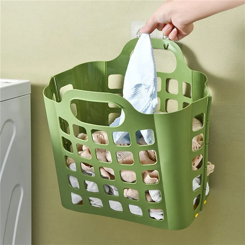 AB11-Cesta de almacenamiento plegable de plástico, cesta de lavandería de plástico plegable, cesta de almacenamiento