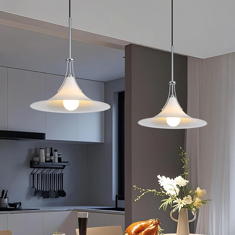 Modern Magnolia Pendant Lamps Smoke Gray Amber Milky White Glass Lamp Bauhaus Restaurant Living Room Dining Table Pendant Light