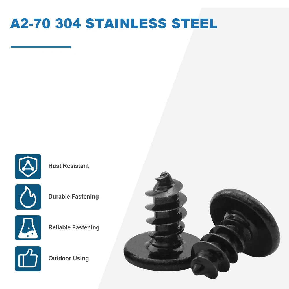 HOWSHENG 10-50pcs Torx Ultra Thin Flat Head Self Tapping Screws 304 Black Steel Stainless M2 M3 M4 Six-Lobe Super Lower Screws
