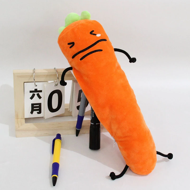 Cute Radish Pen Bag Plush Cute Carrot Pencil Case Anime Kawaii Pen Bag Kids Stationery Box Plush Bags Kids Gift Toy