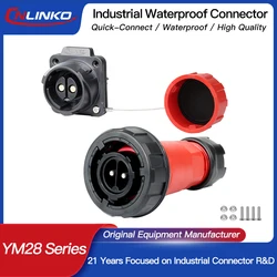 CNLINKO M28 Waterproof Connector IP68 35A/50A Power Cable Connector DL28 Plug Socket Male and Female 2/3/5 Pin Quick Connector
