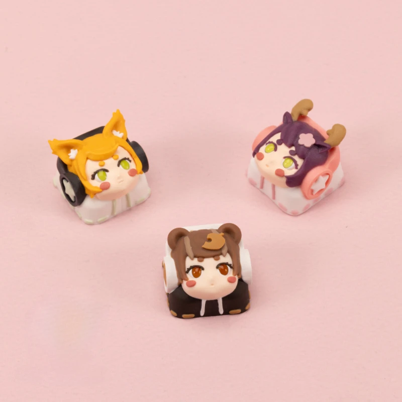 Rock Doll Resin Personalized Keycaps Handmade DIY Anime Customized Keycaps Adapted To MX Cross Switch Mechanical Keyboards Gifts