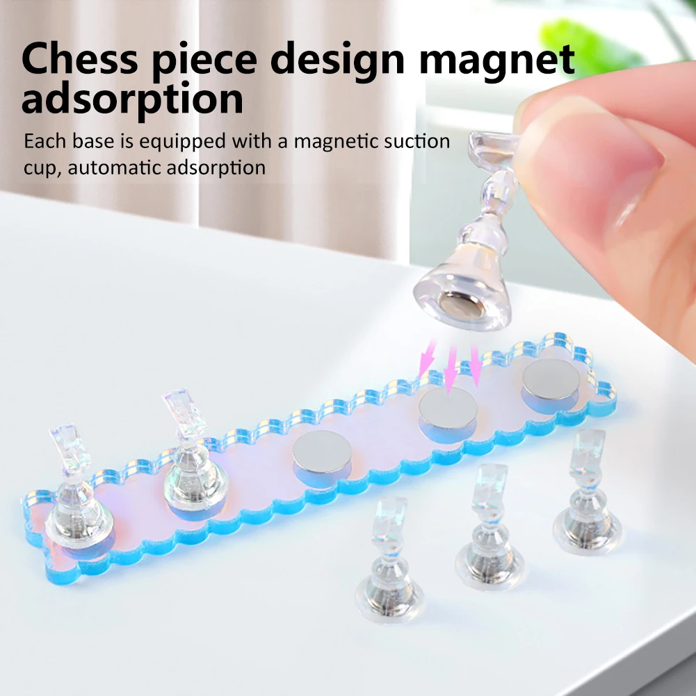 Aurora Magnetic Nail Holder Practice Display Stand Acrylic Crystal Showing Shelf Nail Art Tool Colorful Nail Polish Display Tool