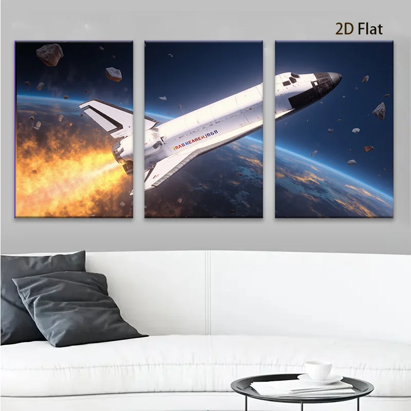 Frameless 2D Flat, 2D Flat, 2D Flat 3pcs 2D Flat Space Shuttle Adventure Action Model High Detail Spacecraft Replica Suitable