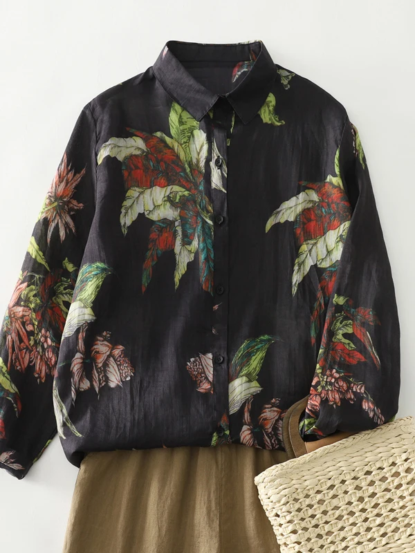 Loose Fit Long Sleeve Shirt Casual Style Turn-down Collar Comfortable Feeling Korean Japanese High-end Design Autumn Top