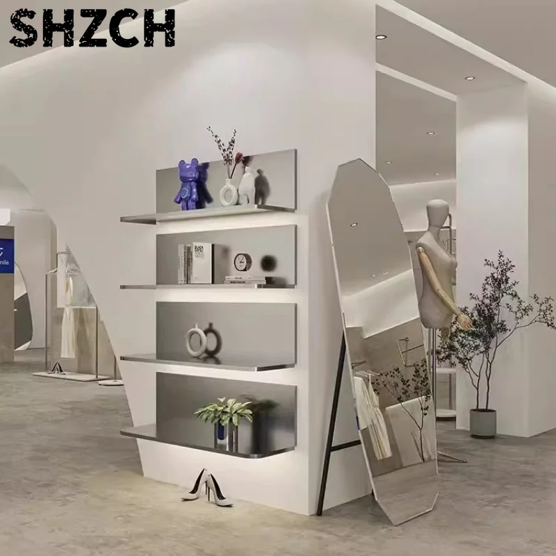 Stainless Steel Wall Decorative Shelf Rustproof Shoe Rack Multi-Purpose Boutique Display Rack Space Saving Retail Shelving Unit