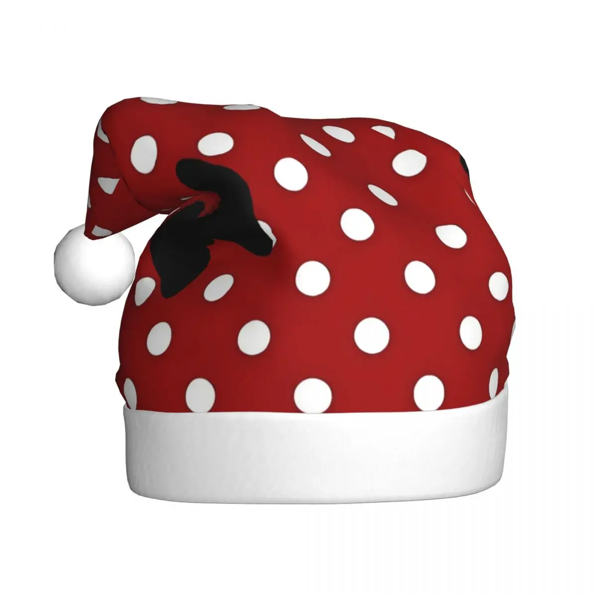 Polkadots Bow Plush Kawaii Christmas Hats for Adult Men Women Santa Hat Cap Xmas Party Gifts