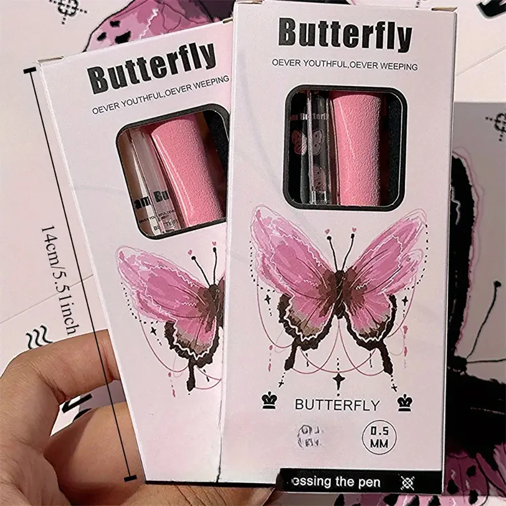 4pcs Retractable Gel Ink Pens with Butterfly Design 0.5mm Fine Point Black Ink Soft Grip For Office & Home