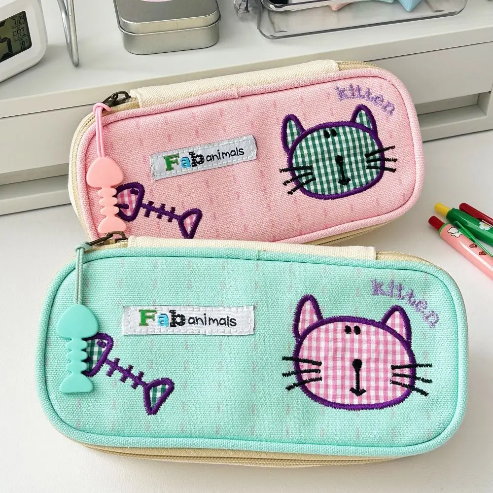 New Cat Pen Bag Multi Layer Large Capacity Stationery Bag Portable Multi-functional Stationery Organizer Back To School