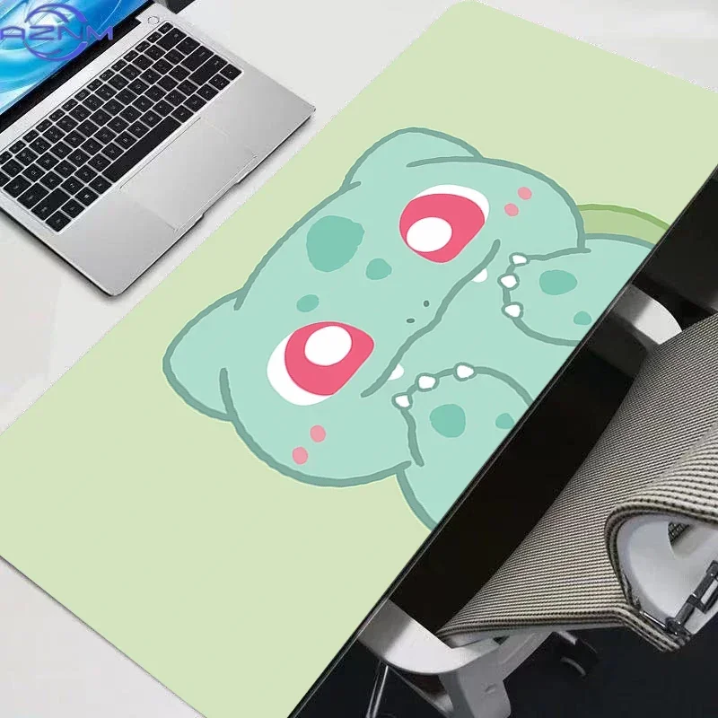 Bulbasaur Floral Grassland Large Mousepad, Rubber Non Slip Extended Gaming Desk Mat, Anime Cartoon Table Pad for Laptop Office D