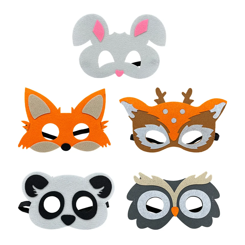 5 stuks schattige dieren vilten maskers voor kinderen feestartikelen verkleedspellen carnaval toneelvoorstelling foto prop accessoire