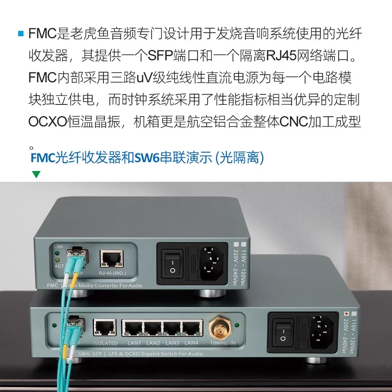 LHY AUDIO FMC audio HIFI fever Ethernet network purifier fiber optic transceiver OCXO constant temperature crystal oscillator