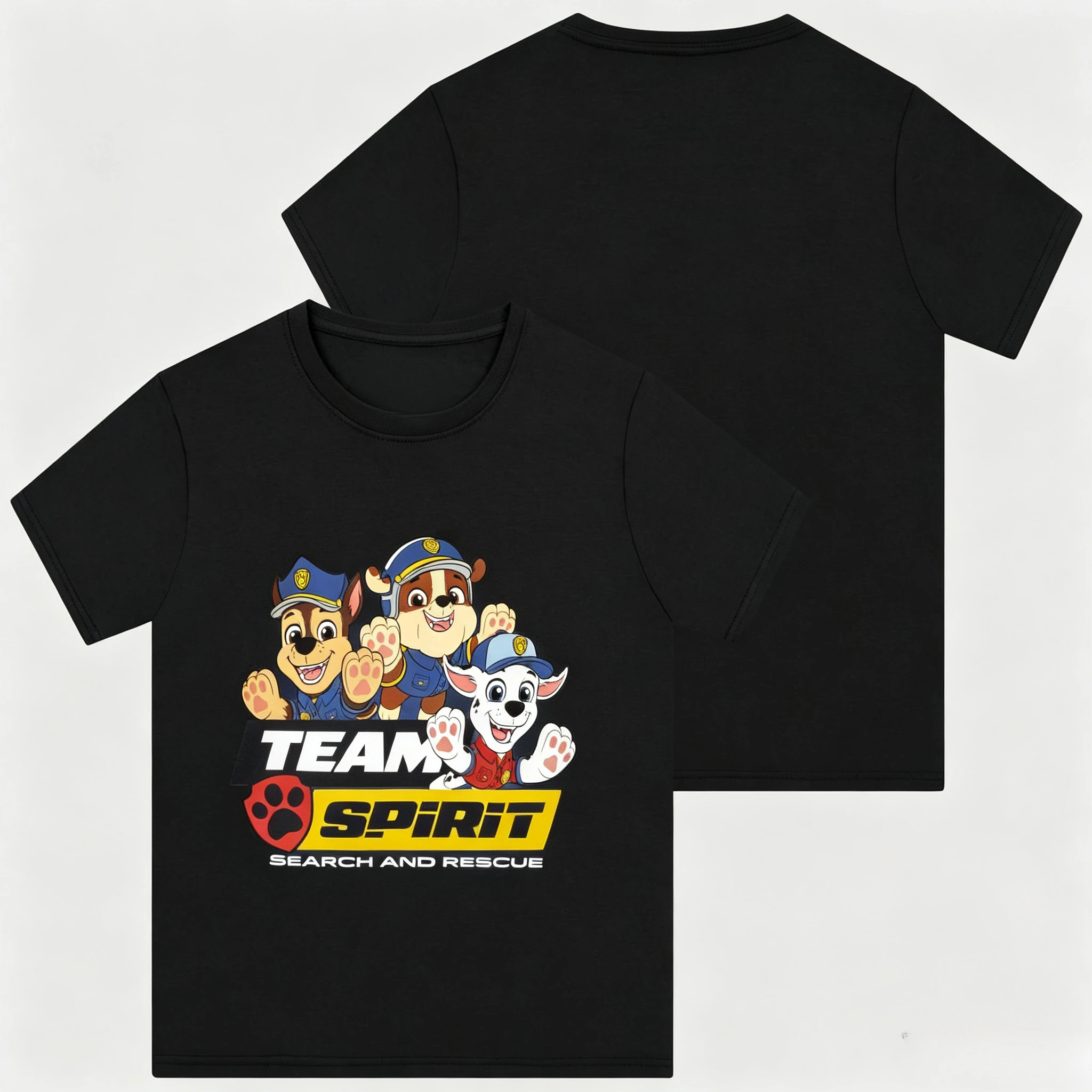 Boys Paw Patrol Team Spirit T‑Shirt Kids Cartoon Dog Team Print Short Sleeve Cotton Tee Children Search And Rescue Casual Tops