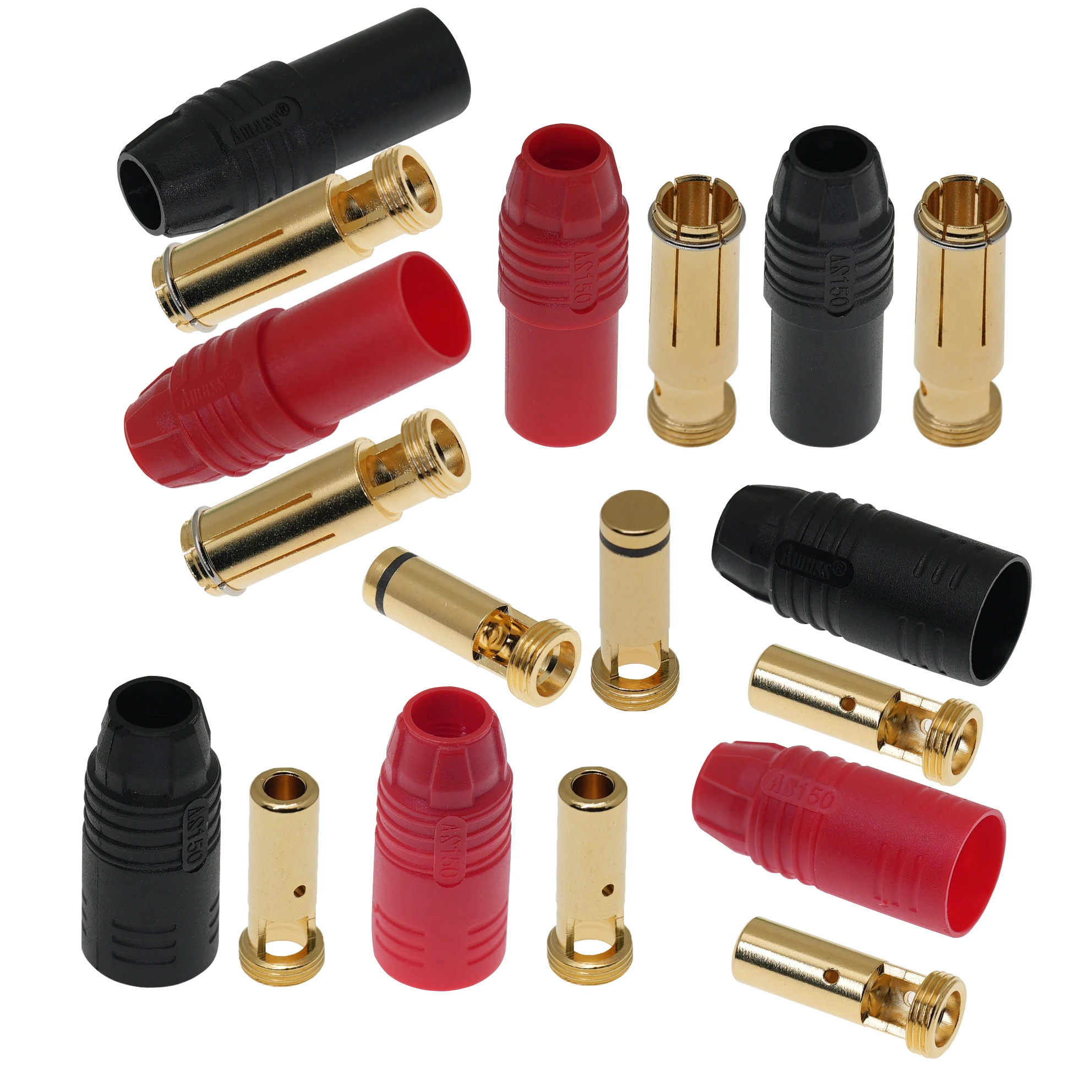 

2PCS original;AS150，R，Model aircraft plug;Fireproof flower;Gilded banana plug;With resistance; 7mm；Male head;Red,black;AS150-M-R