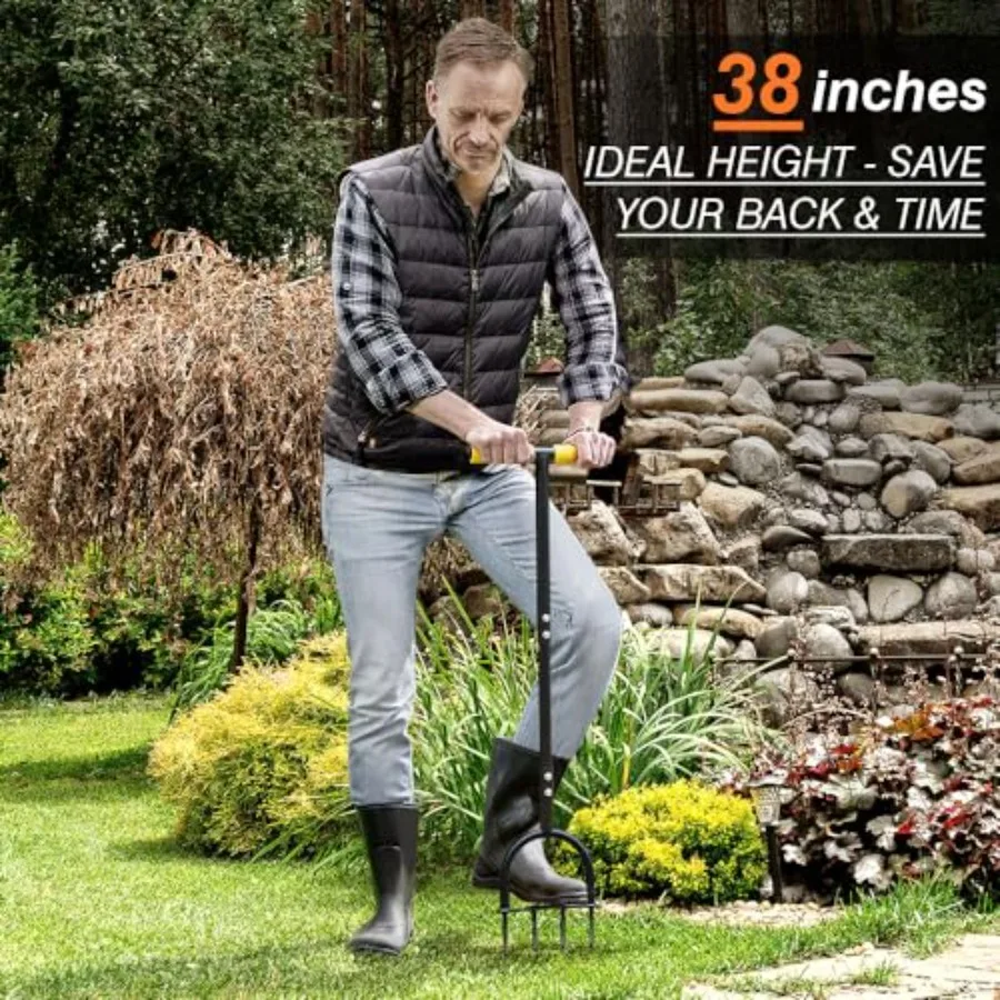 콜웰트 잔디 통기기 도구 38인치 헤비 듀티 잔디 스파이크 통기기 (압축된 토양 통기용) 수동 잔디 통기기 도구