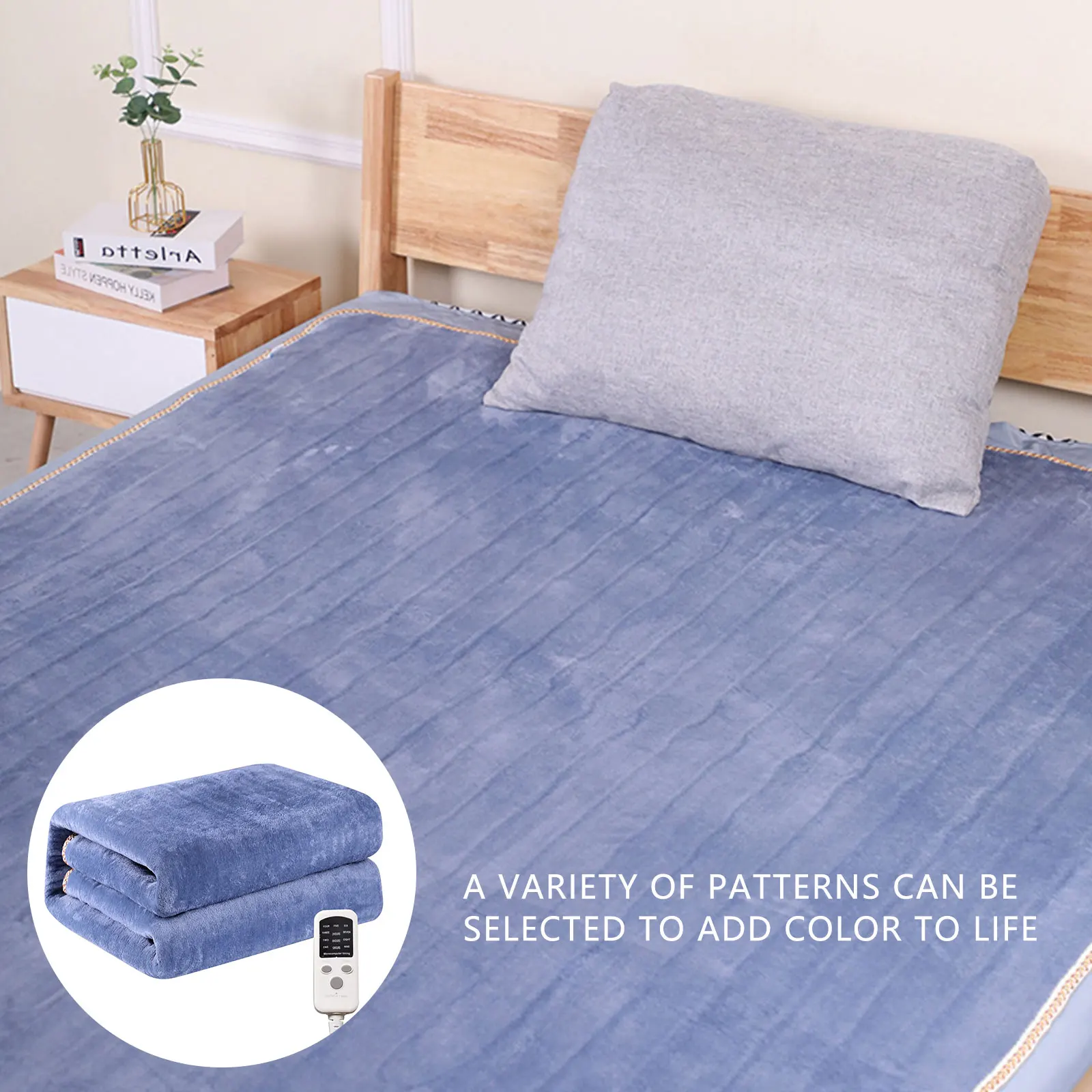 Electric Blanket Electric Heated Flannel Mattress Cover 9 Temperature Levels Heated Flannel Blanket Washable 150x80cm