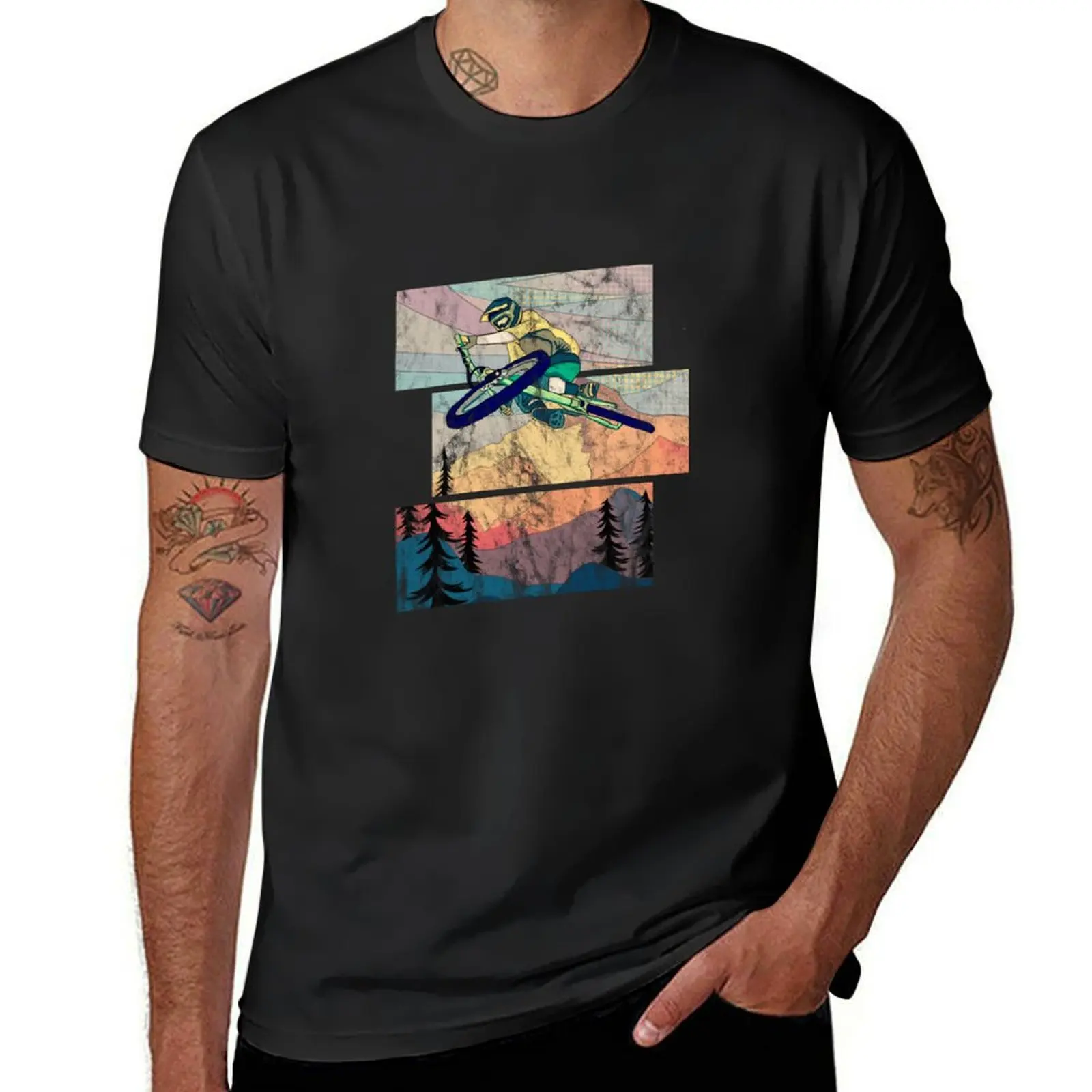 Retro mountain biker shredding and roosting on the trail T-Shirt sports fans oversized sweat customizeds clothes for men