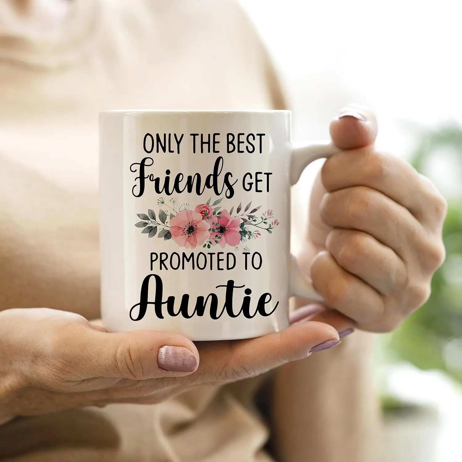 Only The Best Friends Get Promoted to Auntie Coffee Mugs Funny Pregnancy Announcement Gifts for Best Friend drinking water cup