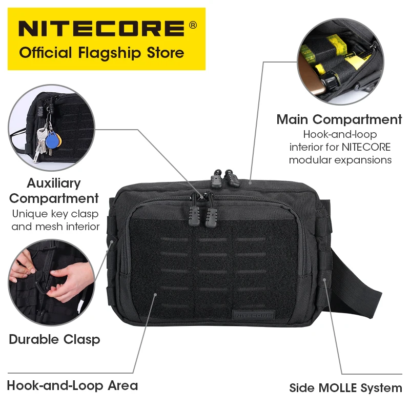 NITECORE NUP30 Sling Bag Tactical Crossbody Bag  600D Nylon Commute Pack  Multi-Purpose Utility Pouch Molle System for Men Women