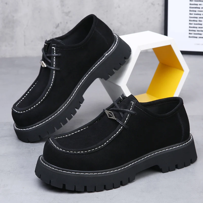 

Роскошные брендовые мужские кожаные уличные походные туфли, высококачественная противоскользящая рабочая одежда на толстой подошве, повседневная кожаная обувь из коровьей замши