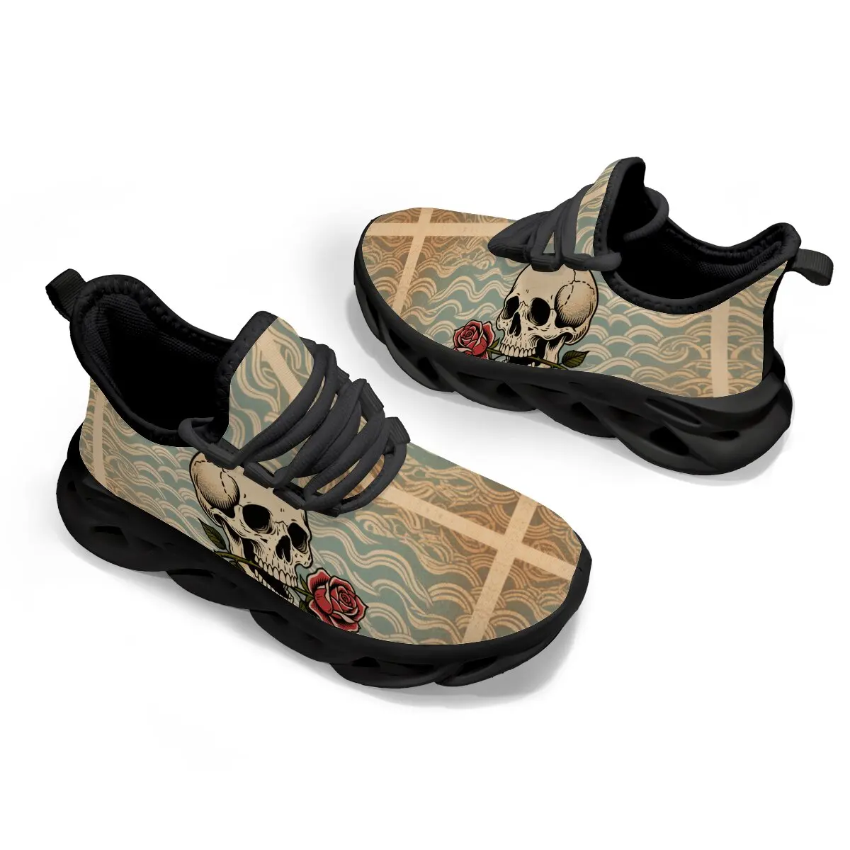 

Летняя тенденция для обуви для родителей и детей Aurora Death Skeleton Design Нишевая и уникальная стильная дышащая и повседневная спортивная обувь