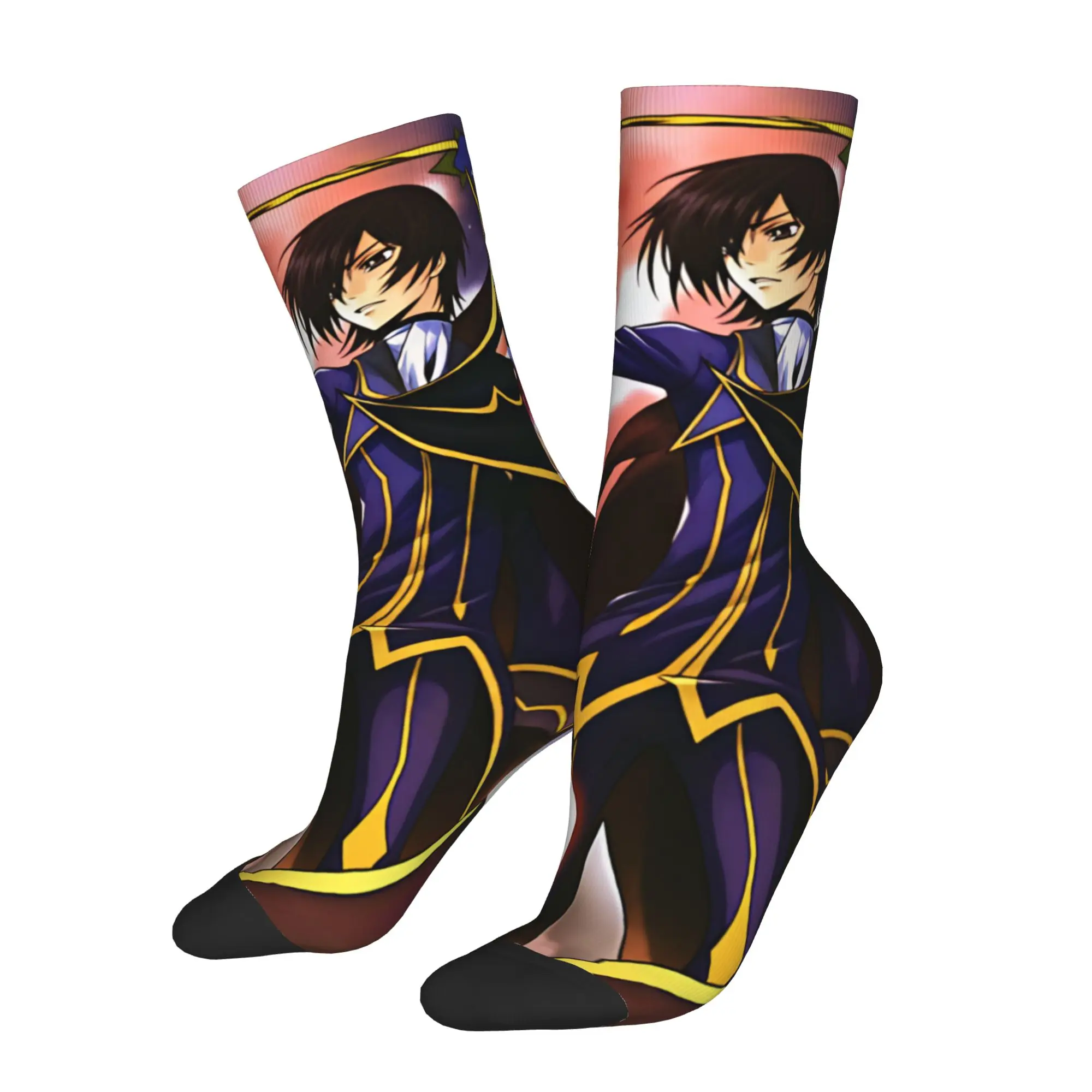 Code Geass Lelouch of the Rebellion Men's Crew Socks Unisex Cool 3D Printed Anime Dress Socks