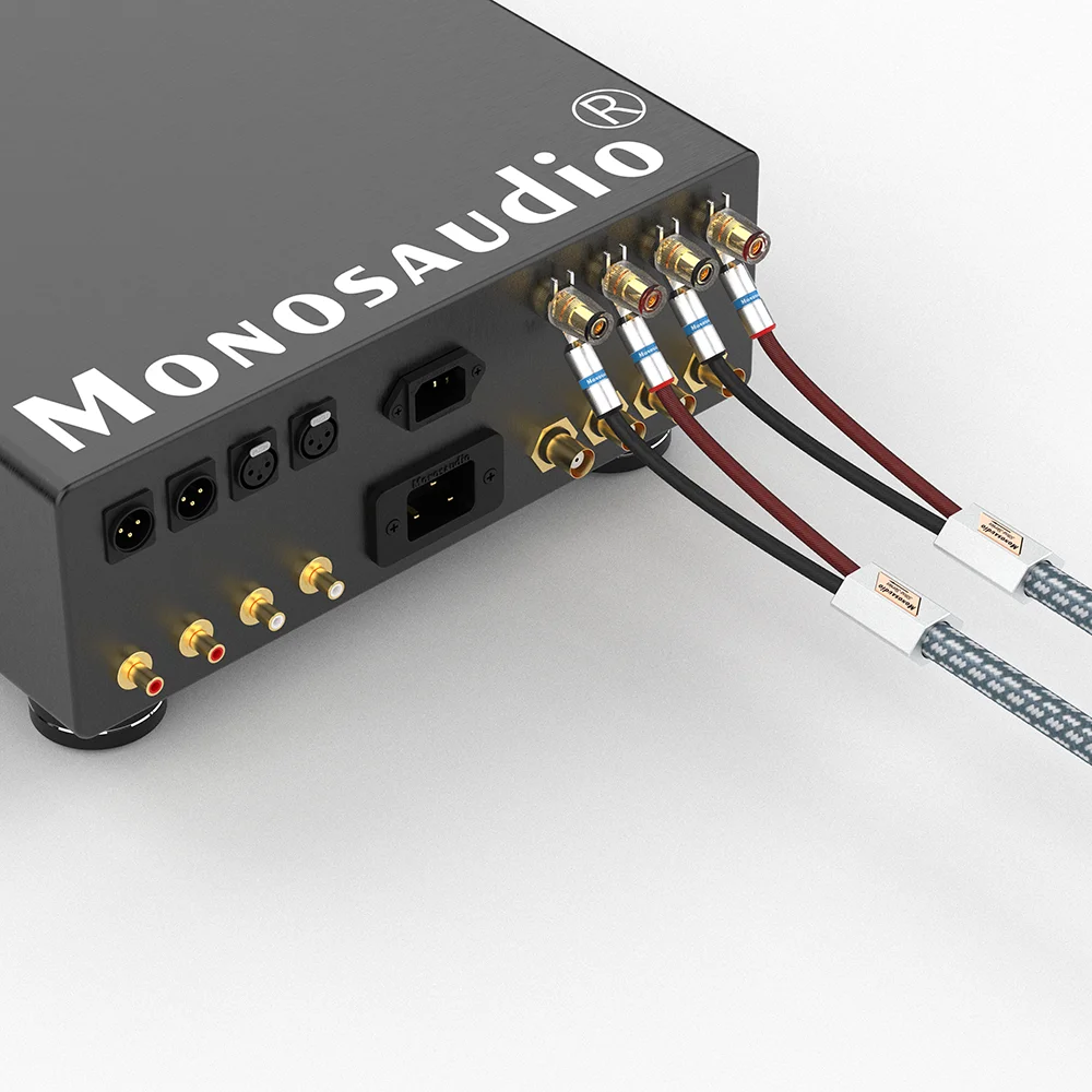 Пара монозаudio S802 11AWG акустический кабель с родиевым покрытием Y-образный лопаточный кабель для громкой связи для домашнего кинотеатра, высококачественная линия усилителя