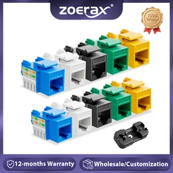 ZoeRax 10-Pack RJ45 Keystone Jack, Cat6 Keystone Jacks in White and Keystone Punch-Down Stand(Not compatible with Patch Panel)