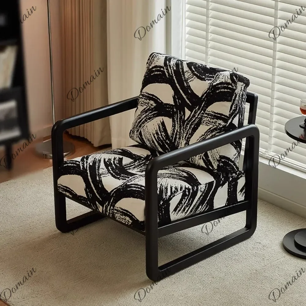 Stylish Armrest Makeup Artist Chair For Living Room Comfortable Wood Recliner Lounge Chair Perfect For Reading And Relaxation