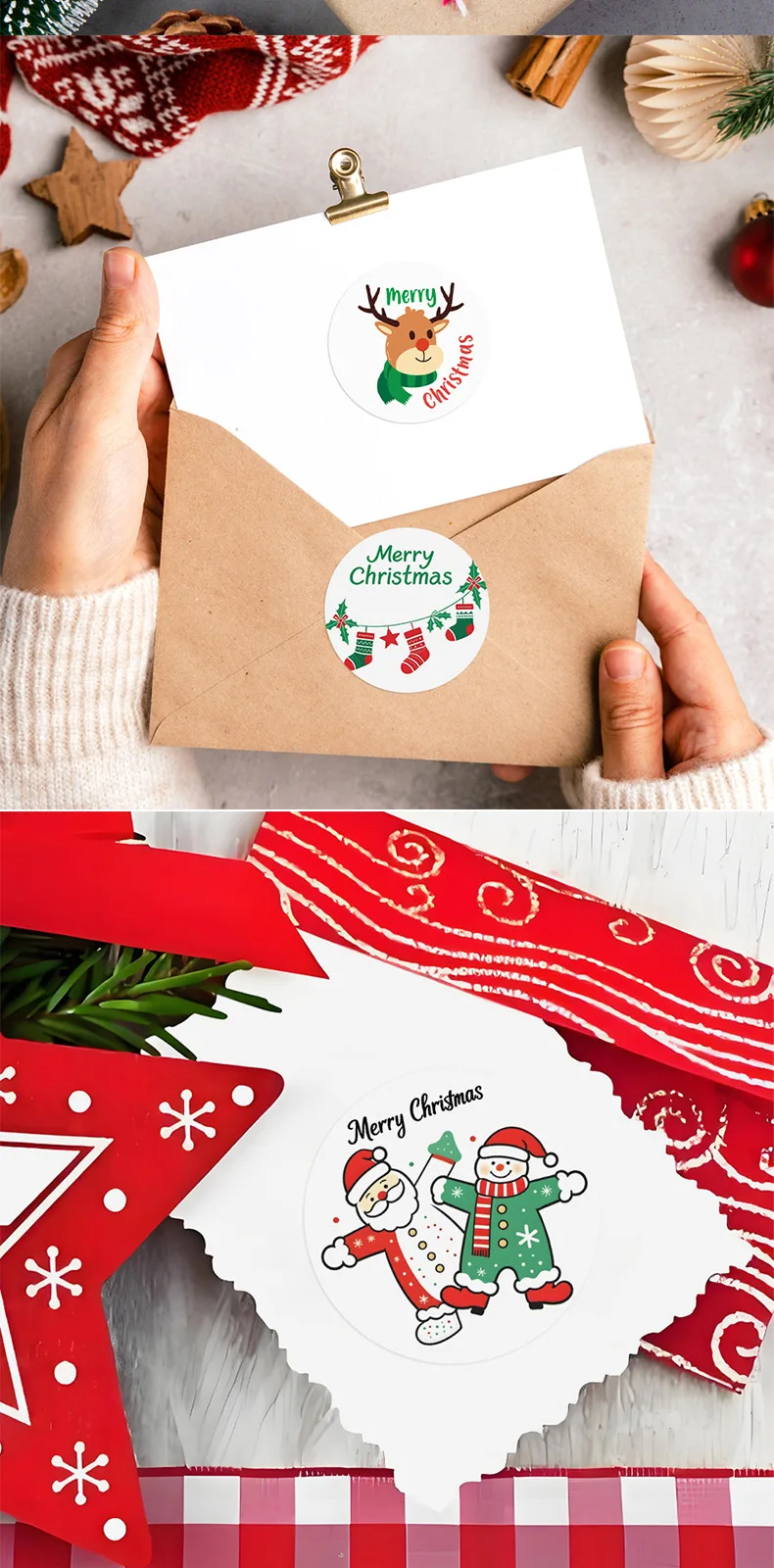500 Stück Frohe Weihnachten Siegelaufkleber zum Dekorieren von DIY-Geschenken, Backpapier, Umschlägen und Schreibwaren für die Weihnachtsfeier-Dekoration – Detail 9