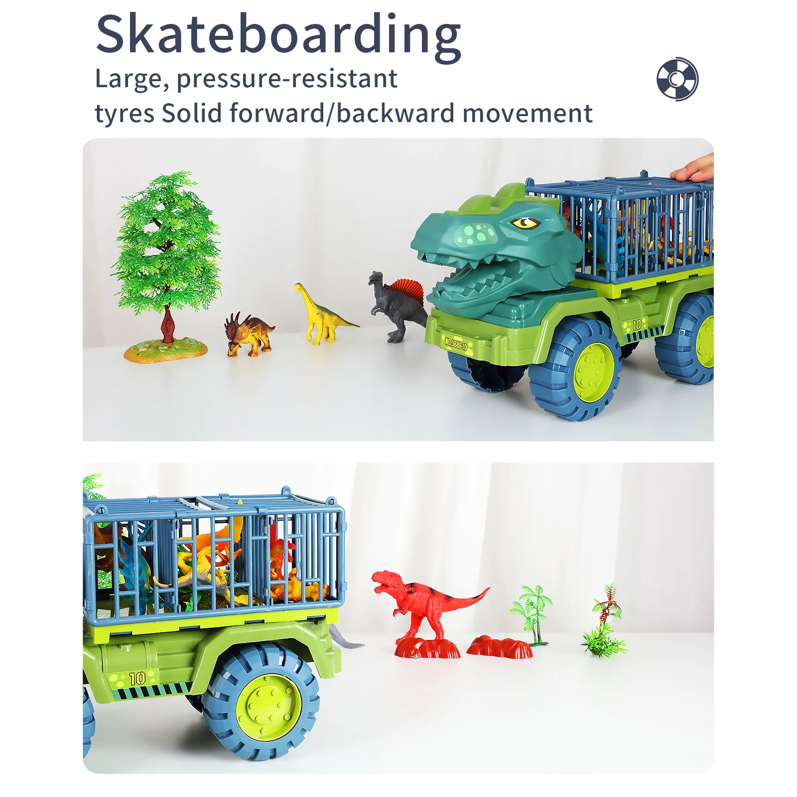 Baby Crib Toy Set para meninos e meninas, Veículo de construção, Carro de transporte, Inércia, Dinossauro Deslizante, Super Large, Tiranossauro Rex